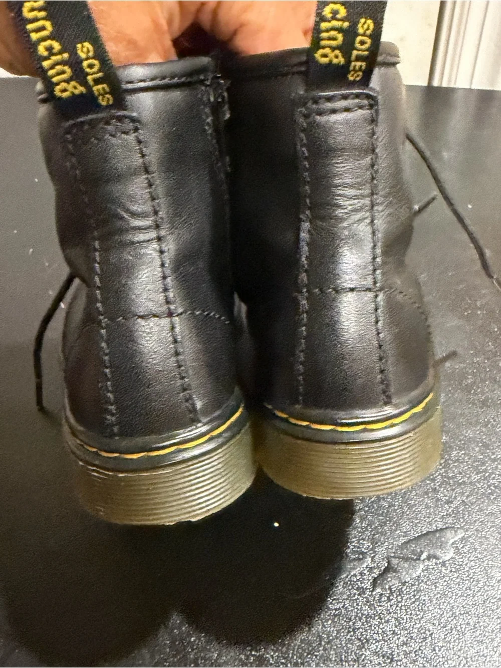 Black Leather Combat Boots - Lace-Up/ side zip toddler boots size 9
